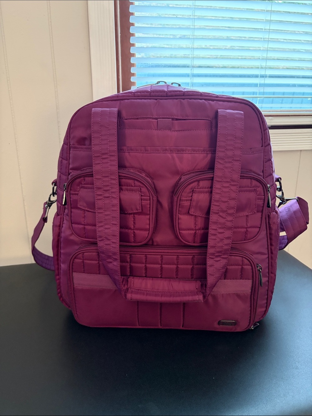 lug Quilted Tote Bag in Deep Plum